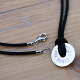 Seidenband mit Karabiner in 925/- Silber (ohne Scheibe)